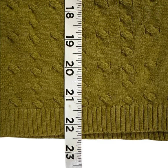Charter Club Women’s Pima Cotton Cable Knit V-Neck Sweater Size M. Chartreuse - Picture 4 of 5